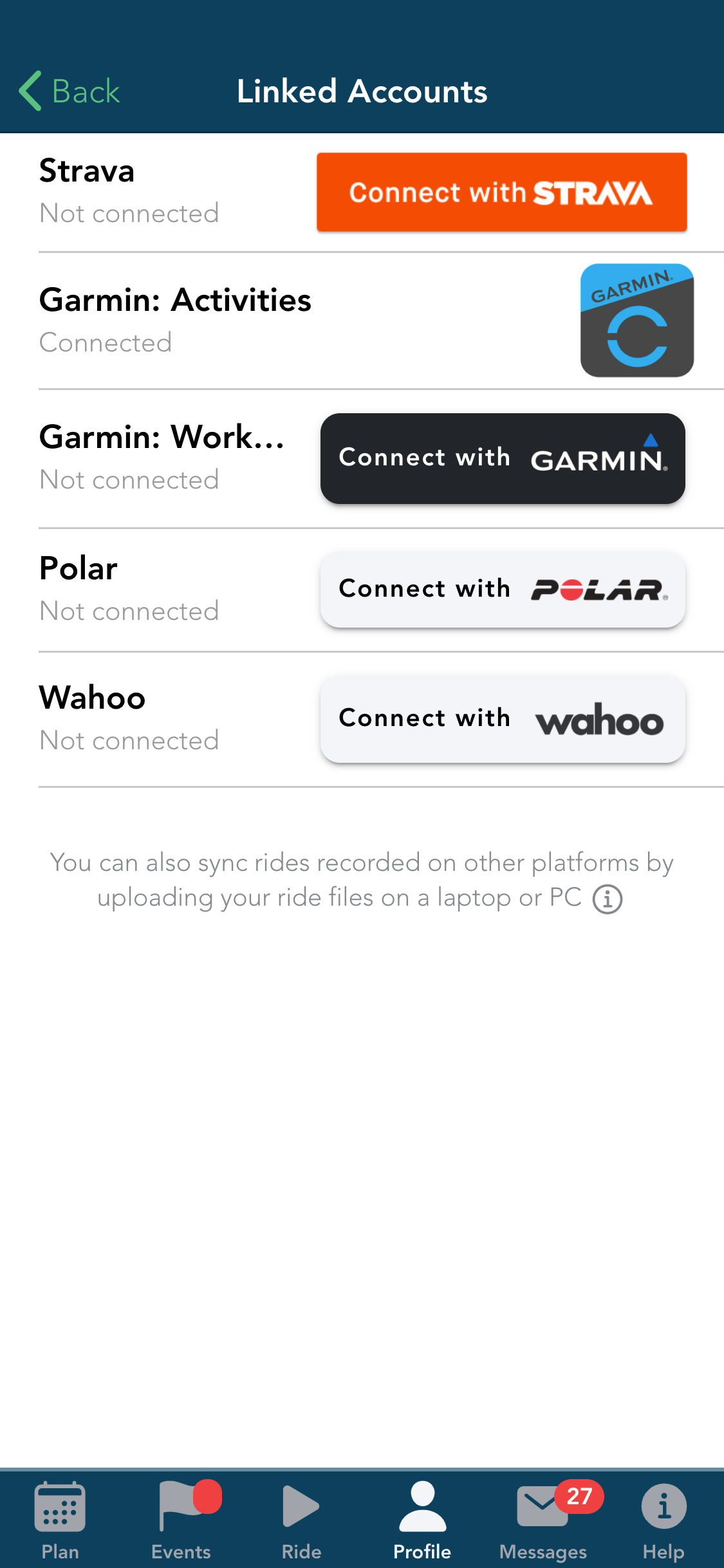 Screen shot of App